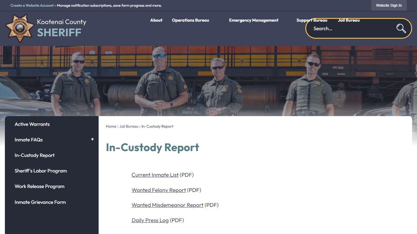 In-Custody Report | Kootenai County Sheriff, ID